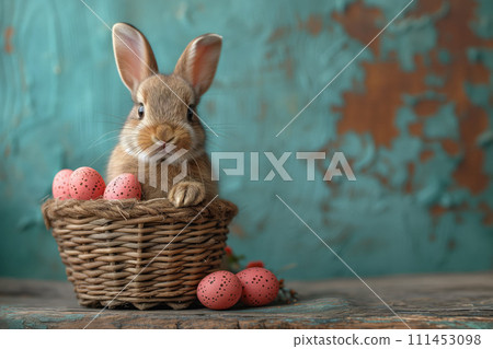 A Soft Whisper of Spring, Bunny Ears and Gentle Eyes Amidst Easter's Speckled Canvas, Eggs, Postcard A Soft Whisper of Spring, Bunny Ears and Gentle Eyes Amidst Easter's Speckled Canvas, Eggs, Postcard 111453098