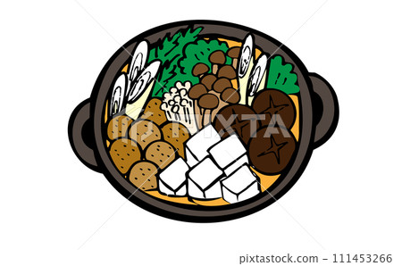 Illustration of a hand-drawn Japanese home-cooked pot - A 111453266