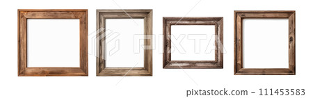 Wooden picture frame vector set isolated on white background 111453583