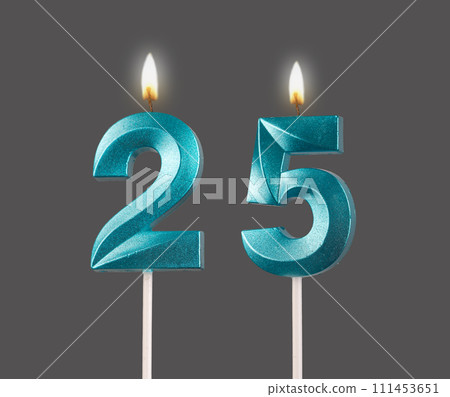 25, number candle, candlelight, fire for birthday, isolated 25, number candle, candlelight, fire for birthday, isolated 111453651
