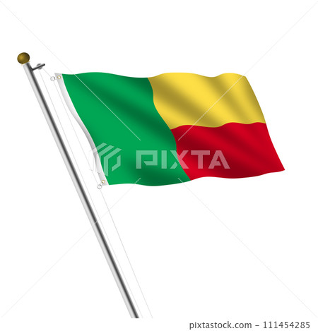 Benin Flagpole 3d illustration with clipping path Benin Flagpole 3d illustration with clipping path 111454285