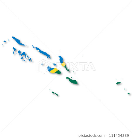 Solomon Islands flag map with clipping path 3d illustration 111454289