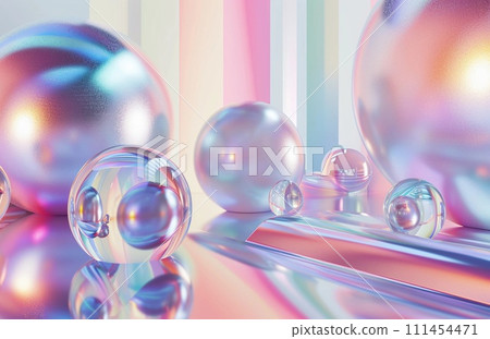 AI-generated content. holographic abstract 3D balls 111454471