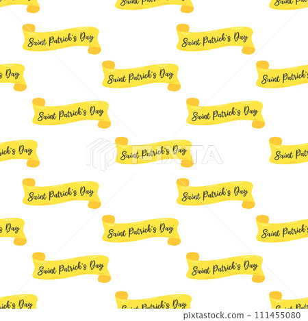 Festive pattern for St. Patrick's Day with cute yellow tape. Hand drawn flat cartoon elements. Vector illustration Festive pattern for St. Patrick's Day with cute yellow tape. Hand drawn flat cartoon elements. Vector illustration 111455080