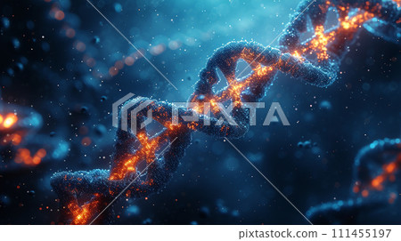 AI-generated content. Blue helix human DNA structure 111455197
