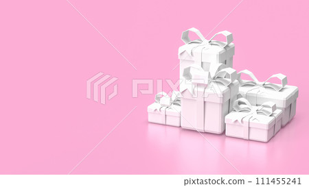 The white gift box on pink background 3d rendering. The white gift box on pink background 3d rendering. 111455241