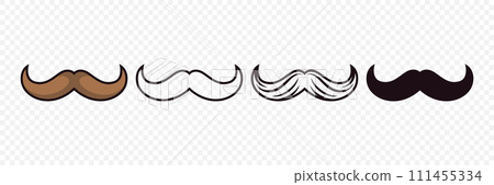 Vector Isolated Mustache Set. Face Party Decoration for Portrait, Stencil. Cartoon Flat Illustration, Santa Claus Mustache Shape, Silhouette. Fathers Day Symbol Vector Isolated Mustache Set. Face Party Decoration for Portrait, Stencil. Cartoon Flat Illustration, Santa Claus Mustache Shape, Silhouette. Fathers Day Symbol 111455334
