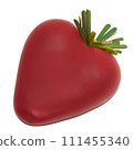 AI-generated content. Chocolate candy strawberry, resembling hearts, in shape of a heart on isolated white backround. Concept of love, kindness, peace, romance and chocolate. Green natural stems or 111455340