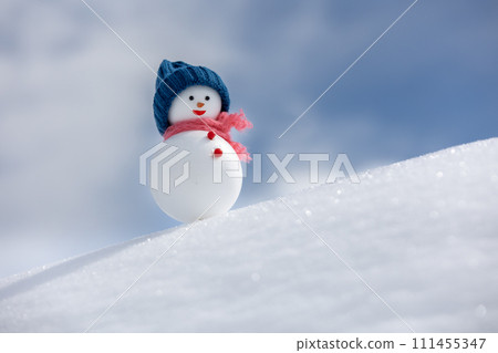 snow slope and snowman snow slope and snowman 111455347