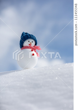 snow slope and snowman snow slope and snowman 111455348