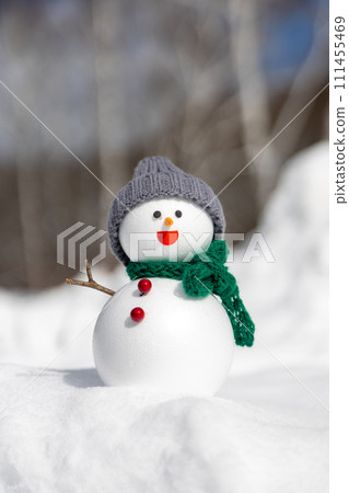 Birch forest and snowman Birch forest and snowman 111455469
