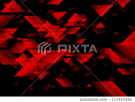 Red and black shapes geometric tech abstract background 111455936