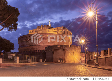Towers of Fort Sant'Angelo in Rome at dawn 111456045