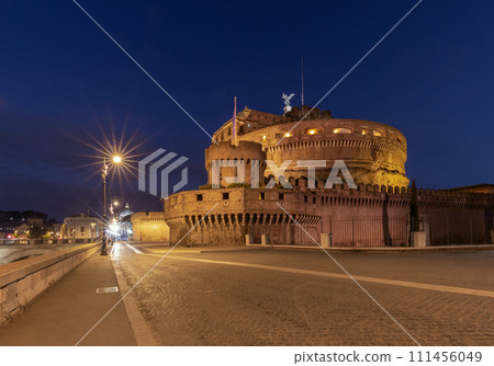 Towers of Fort Sant'Angelo in Rome at dawn 111456049