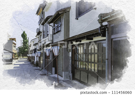 水彩風格越中耀上新町街景富山縣富山市 111456060