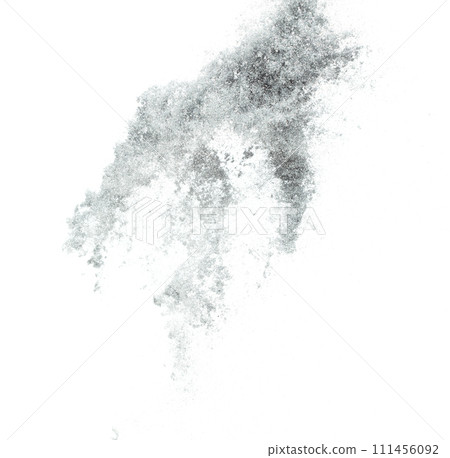 Silver metallic glitter sparkle explosion in air. Silver Glitter sand spark blink celebrate Chinese new year, fly throw silver glitters particle. White background isolated, selective focus Blur bokeh Silver metallic glitter sparkle explosion in air. Silver Glitter sand spark blink celebrate Chinese new year, fly throw silver glitters particle. White background isolated, selective focus Blur bokeh 111456092