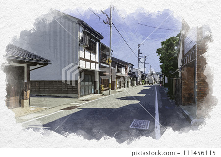 Watercolor style Etchu Yao Nishimachi townscape Toyama City, Toyama Prefecture Watercolor style Etchu Yao Nishimachi townscape Toyama City, Toyama Prefecture 111456115
