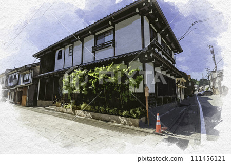 Watercolor style Etchu Yao Nishimachi townscape Toyama City, Toyama Prefecture 111456121