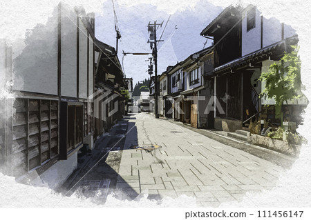 Watercolor style Etchu Yao Higashimachi townscape Toyama City, Toyama Prefecture 111456147
