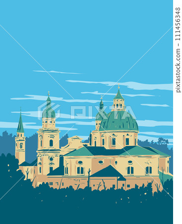 Cathedral of Saints Rupert and Vergilius in Salzburg Austria WPA Poster Art Cathedral of Saints Rupert and Vergilius in Salzburg Austria WPA Poster Art 111456348
