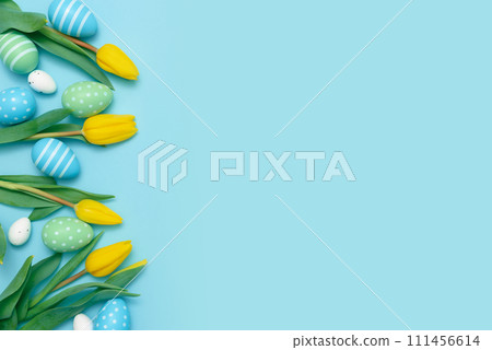 Easter eggs concept gift card background 111456614