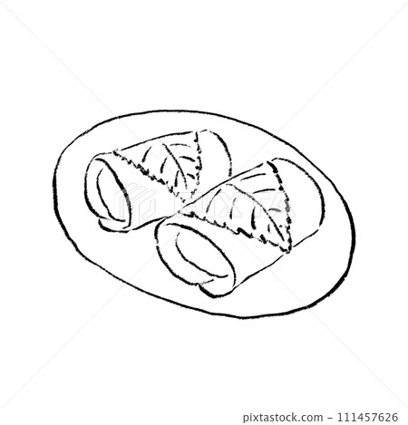 Kanto style (Chomeiji Temple) Sakuramochi line drawing 111457626