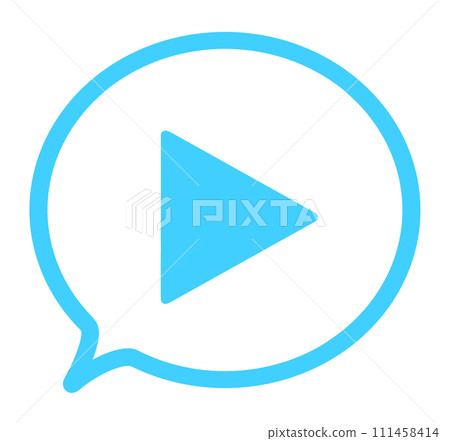 Simple light blue play mark and speech bubble Simple light blue play mark and speech bubble 111458414