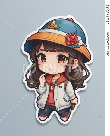 一個微笑的可愛女孩的插圖 一個微笑的可愛女孩的插圖 111458531