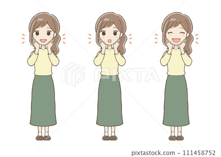 A woman calling with her hand over her mouth 111458752