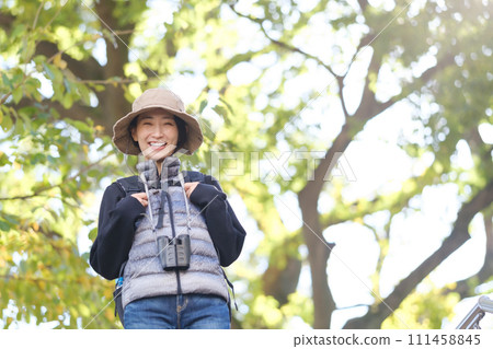 Hiking, mountain walking, looking up at clear skies Hiking, mountain walking, looking up at clear skies 111458845