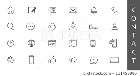 Contact us - minimal thin line web icon set. Outline icons collection. Contact us - minimal thin line web icon set. Outline icons collection. 111458980