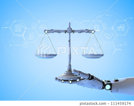 Robotic hand holding law scale Robotic hand holding law scale 111459174