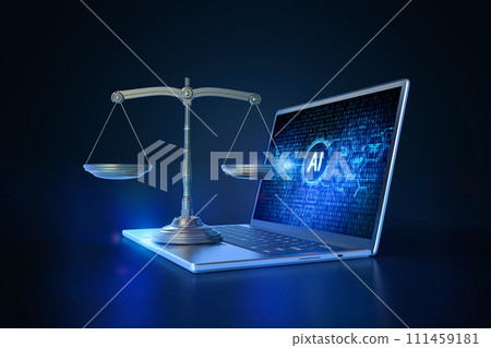Cyber law or internet law concept with law scale and artificial intelligence 111459181