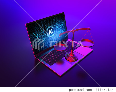 Cyber law or internet law concept with law scale and artificial intelligence Cyber law or internet law concept with law scale and artificial intelligence 111459182