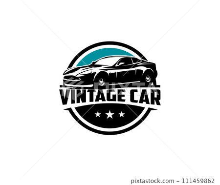 1964 Aston Martin dbs isolated white background side view. best for logos, badges, emblems, icons, available in eps 10. 111459862