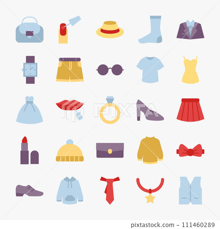 Fashion icon set. Clothes, lifestyle, dress, shop symbol collection. Vector illustration Fashion icon set. Clothes, lifestyle, dress, shop symbol collection. Vector illustration 111460289