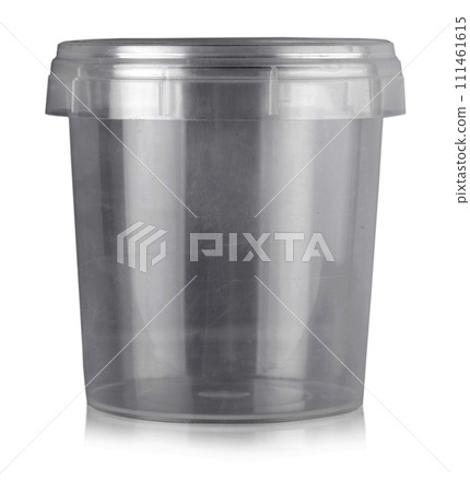 Clear black plastic jar for foods isolated on white background with clipping path 111461615