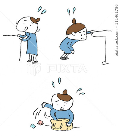 Set of women searching here and there Hand-drawn illustration Set of women searching here and there Hand-drawn illustration 111461786