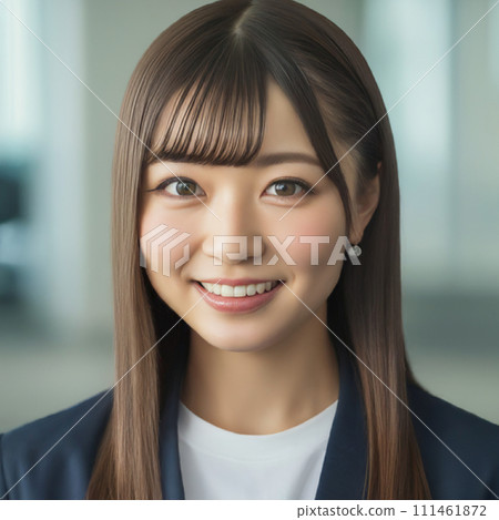 微笑的年輕女商人 | 辦公室裡的可愛女人 111461872