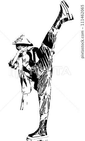 strong female fighter silhouette 111462065