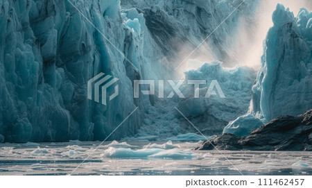 Global Warming antarctica ice mountain collabse due to climate chage 111462457