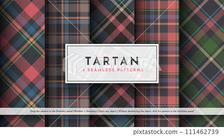 Set 5 Seamless Tartan Pattern. Traditional Scottish Texture. Fashionable Fabric. Textile Background Set 5 Seamless Tartan Pattern. Traditional Scottish Texture. Fashionable Fabric. Textile Background 111462739