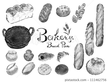 Hand-drawn illustration set of various breads 111462756