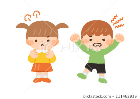 憤怒表情的孩子插畫素材 憤怒表情的孩子插畫素材 111462939