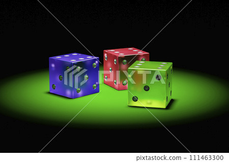 Three plastic dice 111463300