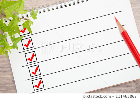 列表和紅鉛筆 111463862