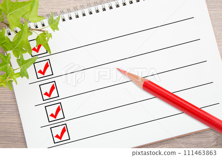 list and red pencil list and red pencil 111463863