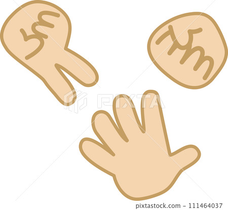 Many hands playing rock, paper, scissors 111464037