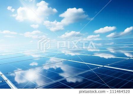 Solar panel or solar farm technology background, Renewable energy theme background by Generative AI 111464520