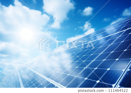 Solar panel or solar farm technology background, Renewable energy theme background by Generative AI 111464522